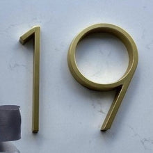 Load image into Gallery viewer, Floating House Numbers - Brass 125mm